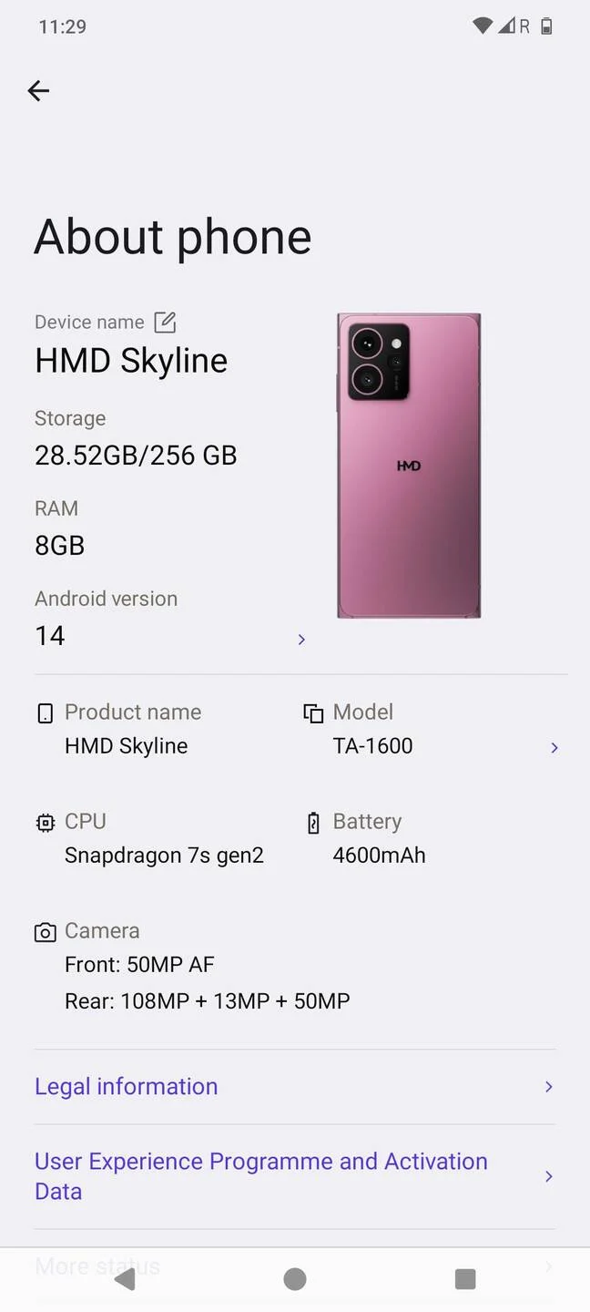 HMD Skyline smartphone repairable back cover with pOLED display