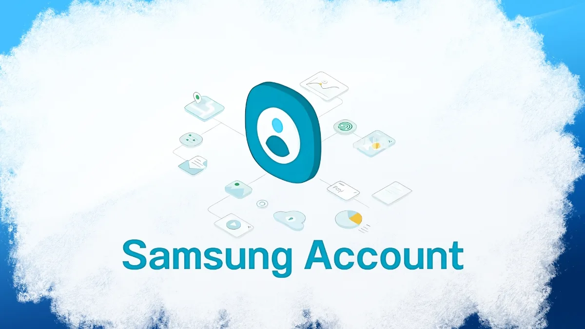 Smartphone showing Samsung logo with an inactive account warning message and cloud data fading in the background, highlighting urgent deletion alert.