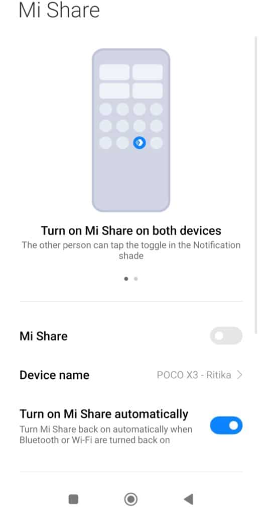 Mi Share in Xiaomi