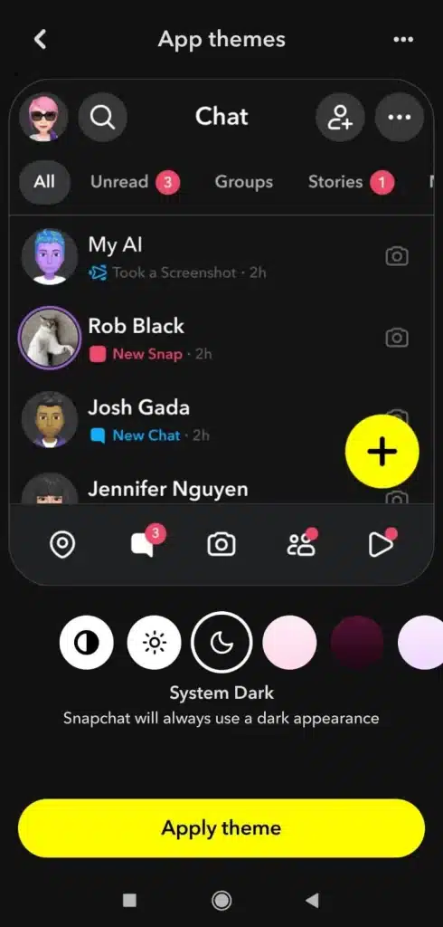 Enable Dark Mode in Snapchat