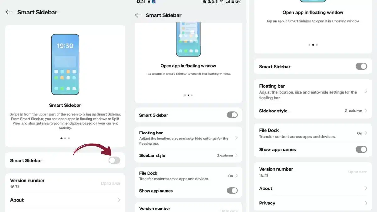 Turn On Smart Side bar