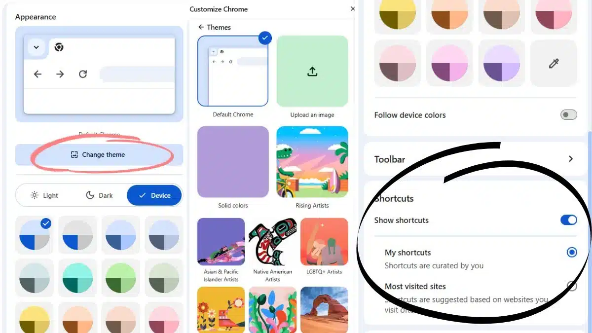 Customize Google Theme & Shortcuts