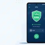 A smartphone displaying a secure VPN connection lock icon, illustrating how to set up a VPN on Android phone