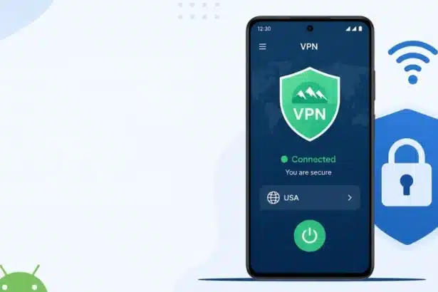 A smartphone displaying a secure VPN connection lock icon, illustrating how to set up a VPN on Android phone