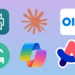 App icons of top AI apps for professionals including Claude AI, Perplexity, Otter.ai, Grammarly, Microsoft Copilot, and Arc Search