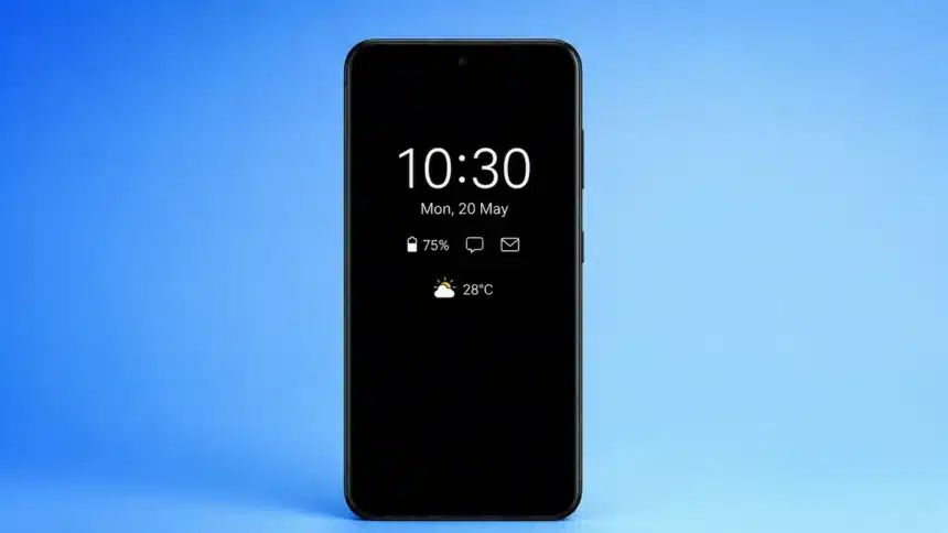 Always-On Display showing time and notifications on a smartphone