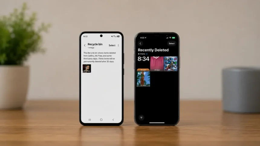 Step-by-step guide showing how to recover deleted photos and files on Android and iPhone using built-in recovery options, cloud backups, and recovery tools.