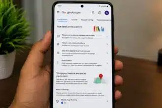 Google Account privacy settings and Data & Privacy options on smartphone