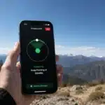 Smartphone using Satellite SOS to connect to emergency services in a remote area