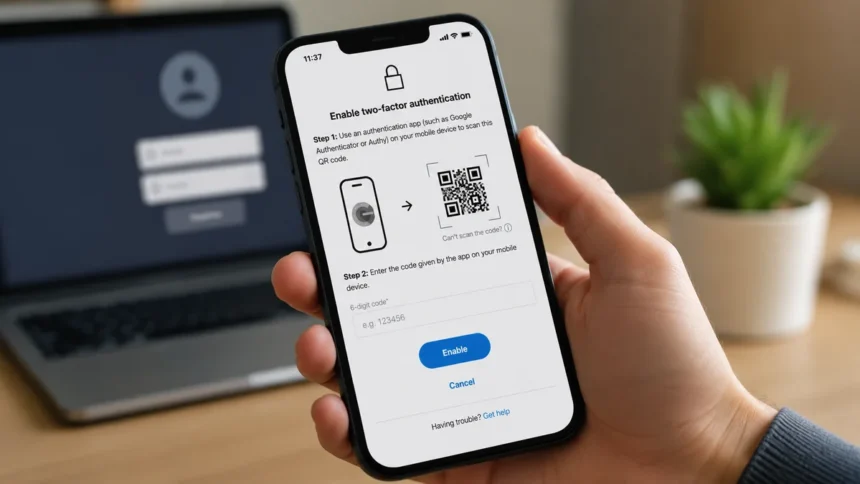 Set up two-factor authentication on a smartphone to secure online accounts