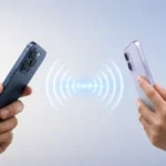 Two smartphones using Ultra-Wideband (UWB) for precise nearby ranging
