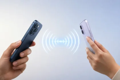 Two smartphones using Ultra-Wideband (UWB) for precise nearby ranging