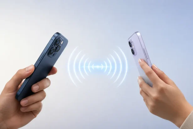 Two smartphones using Ultra-Wideband (UWB) for precise nearby ranging