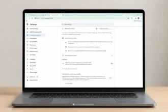 Google Chrome third-party web cookie settings page displayed on a laptop screen, illustrating how users can view, manage, and control website cookies and tracking preferences.
