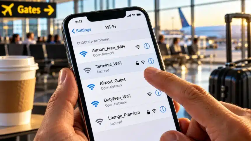Public Wi-Fi safety while connecting to an airport Wi-Fi network