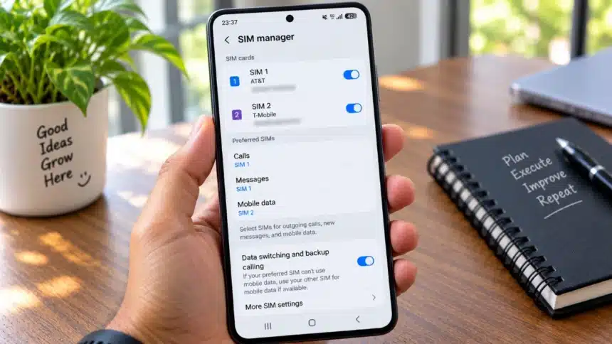Mobile data working when calling from another SIM with automatic data switching enabled in dual SIM settings