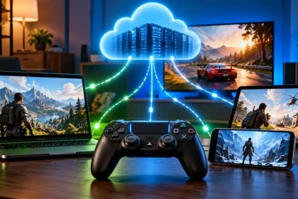 GeForce Now vs Xbox Cloud Gaming vs PS Plus Premium cloud gaming across a TV, laptop, tablet and smartphone