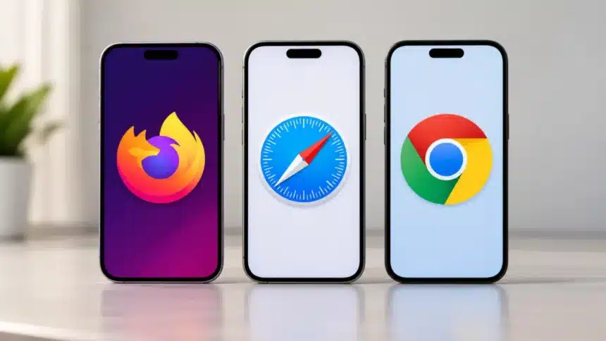 Firefox Mobile vs Safari vs Chrome browser comparison for mobile ad blocking