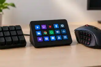 Macro pad vs Stream Deck vs MMO mouse arranged on a desktop