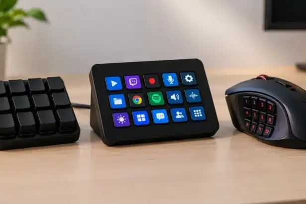Macro pad vs Stream Deck vs MMO mouse arranged on a desktop