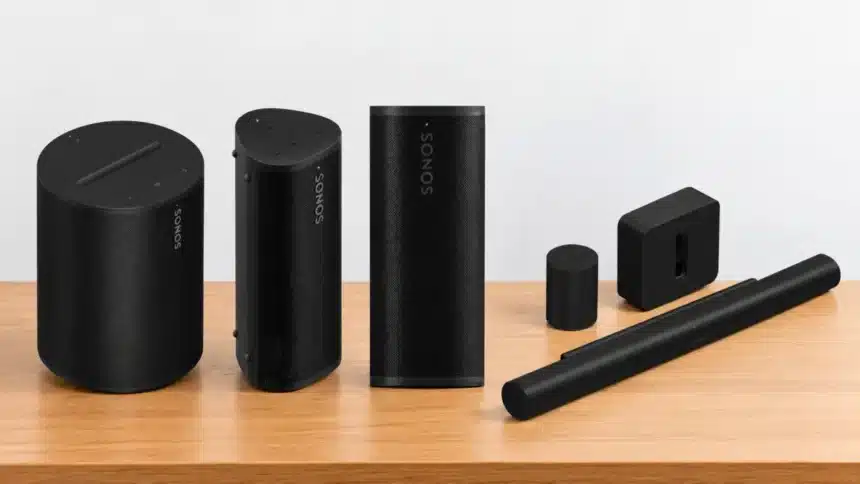 Sonos wireless speakers and soundbar showcasing the Sonos sound system ecosystem